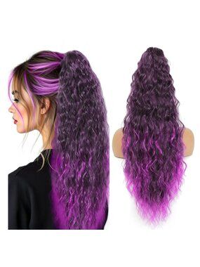 NEW 30" Long Claw Clip In Ponytail Ombre Long Piece Wavy Curly Hair Extension